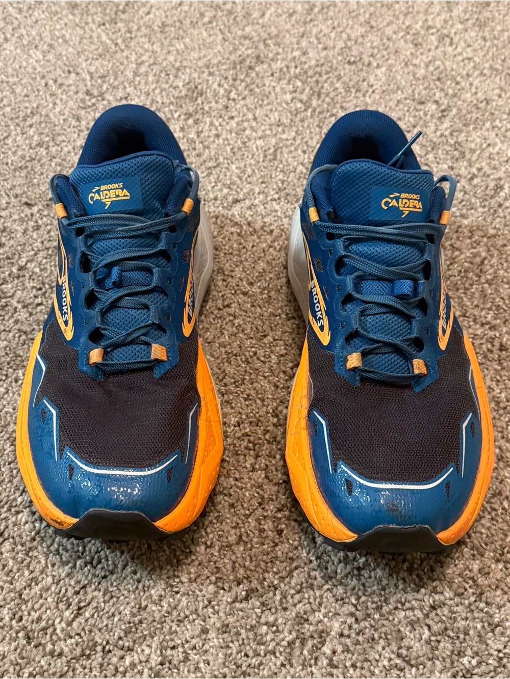 Brooks Caldera 7 Men's Navy and Orange Trail Running Shoes - Picture 2 of 6